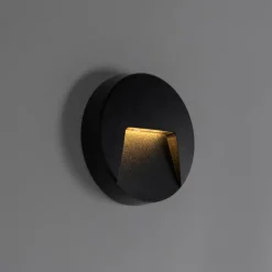 QAZQA Gartenbeleuchtung|Led-Außenleuchten*Set mit 6 runden schwarzen Außenwandleuchten inkl. LED IP65 - Gem