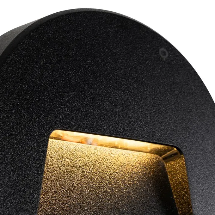 QAZQA Gartenbeleuchtung|Led-Außenleuchten*Set mit 2 runden schwarzen Außenwandleuchten inkl. LED IP65 - Gem