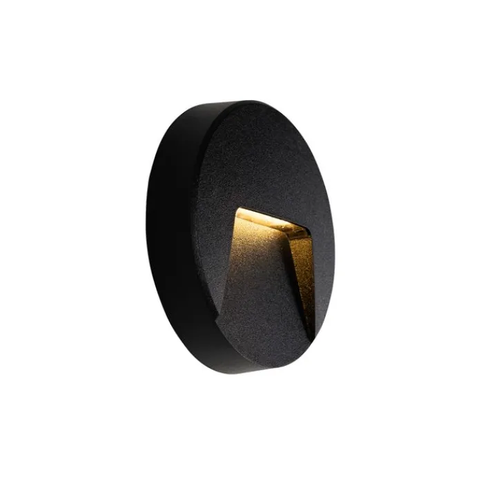 QAZQA Gartenbeleuchtung|Led-Außenleuchten*Set mit 2 runden schwarzen Außenwandleuchten inkl. LED IP65 - Gem