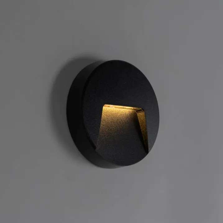 QAZQA Gartenbeleuchtung|Led-Außenleuchten*Set mit 2 runden schwarzen Außenwandleuchten inkl. LED IP65 - Gem