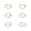 QAZQA Einbaustrahler|Wohnzimmerlampen*Set mit 6 runden, verstellbaren Einbauspots in Weiß - Chuck