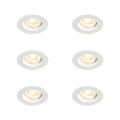 QAZQA Einbaustrahler|Wohnzimmerlampen*Set mit 6 runden, verstellbaren Einbauspots in Weiß - Chuck