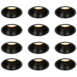 QAZQA Schlafzimmerlampen|Küchenlampen*Set mit 12 schwarzen Einbauleuchten GU10 50mm IP44 - Dept