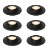 QAZQA Einbaustrahler|Wohnzimmerlampen*Set mit 6 schwarzen Einbauleuchten GU10 50 mm - Gijs