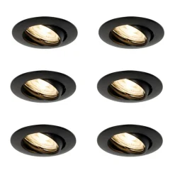 QAZQA Einbaustrahler|Wohnzimmerlampen*Set mit 6 schwarzen Einbauleuchten GU10 35 mm - Edu