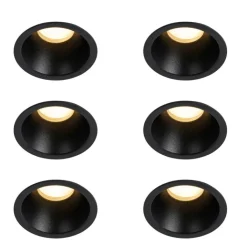 QAZQA Küchenlampen|Esszimmerlampen*Set mit 6 schwarzen Einbauleuchten GU10 35 mm IP44 - Dept