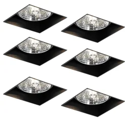 QAZQA Schlafzimmerlampen|Küchenlampen*Set mit 6 schwarzen Einbauleuchten GU10 70 mm randlos - Oneon