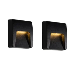 QAZQA Gartenbeleuchtung|Led-Außenleuchten*Set mit 2 schwarzen quadratischen Außenwandleuchten inkl. LED IP65 - Gem