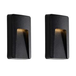 QAZQA Gartenbeleuchtung|Led-Außenleuchten*Set mit 2 schwarzen rechteckigen Außenwandleuchten inkl. LED IP65 - Gem