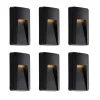 QAZQA Led-Außenleuchten|Außenwandleuchten*Set mit 6 schwarzen rechteckigen Außenwandleuchten inkl. LED IP65 - Gem