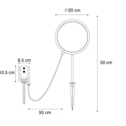 QAZQA Gartenbeleuchtung|Led-Außenleuchten*Set mit 2 schwarzen Wegeleuchten 50cm inkl. wiederaufladbare LED und Solar IP65 - Adalind