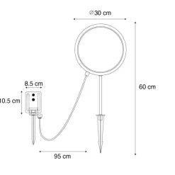 QAZQA Gartenbeleuchtung|Led-Außenleuchten*Set mit 2 schwarzen Wegeleuchten 60cm inkl. wiederaufladbare LED und Solar IP65 - Adalind