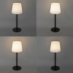 QAZQA Gartenbeleuchtung|Led-Außenleuchten*Set mit 2 schwarzen wiederaufladbaren Tischleuchten 40 cm IP54 - Jude