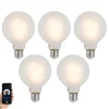 LUUMR Preisvorteil Auf Leuchtmittel|Led Lampen*Set mit 5 Smart E27 Dimmbare LED-Glühbirnen G95 Matt 7W 806lm 2700-6500K
