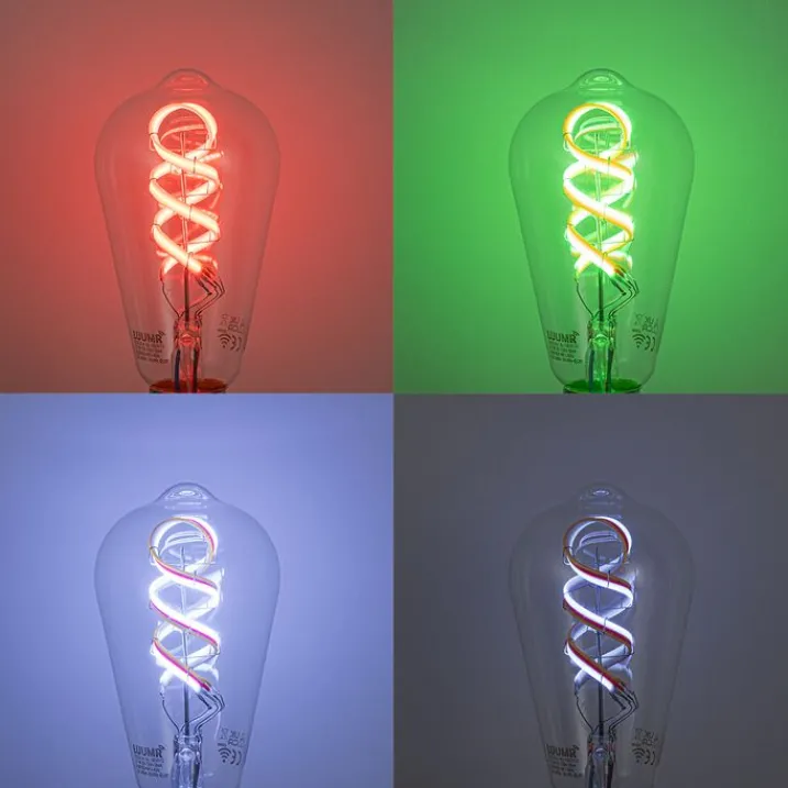 LUUMR Preisvorteil Auf Leuchtmittel|Smarte Glühbirnen*Set mit 5 Smart E27 Dimmbare LED-Glühbirnen ST64 Klar RGBW 4W 250lm 2700K