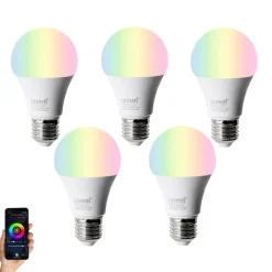 LUUMR Preisvorteil Auf Leuchtmittel|Smarte Glühbirnen*Set mit 5 Smart E27 LED Glühbirnen A60 Matt RGBW 9W 806lm 2700-6500K
