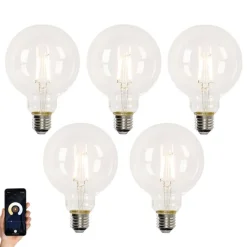 LUEDD Preisvorteil Auf Leuchtmittel|Led Lampen*Set mit 5 Smart E27 LED-Glühbirnen G95 4,5W 470lm 2700-6500K