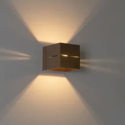 QAZQA Smarte Wandleuchten|Wandleuchten*Set mit 4 Smart Wandleuchten Dunkelbronze 9,7 cm Inkl. WiFi G9 - Transfer Groove