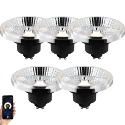 LUEDD Smarte Glühbirnen|Led Lampen*Set mit 5 smarten GU10 dimmbaren LED-Lampen AR111 10W 800 lm 2200 - 6500K