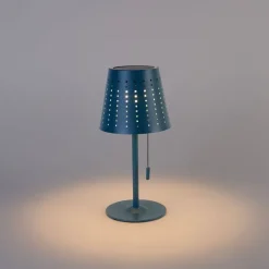 QAZQA Gartenbeleuchtung|Led-Außenleuchten*Set mit 2 Tischlampen Blau inkl. LED 3-stufig dimmbar wiederaufladbar und solarbetrieben - Ferre