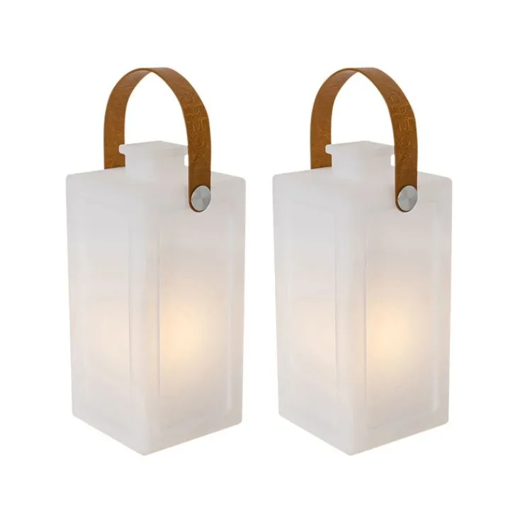 QAZQA Gartenbeleuchtung|Led-Außenleuchten*Set mit 2 Tischlampen mit weißem Flammeneffekt, wiederaufladbar, IP44 – Stard