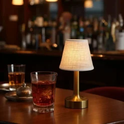 QAZQA Gartenbeleuchtung|Led-Tischleuchten*Set mit 2 Tischleuchten Gold mit Beige RGBW wiederaufladbar - Elise