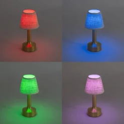 QAZQA Gartenbeleuchtung|Led-Tischleuchten*Set mit 2 Tischleuchten Gold mit Beige RGBW wiederaufladbar - Elise