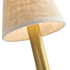 QAZQA Gartenbeleuchtung|Led-Tischleuchten*Set mit 2 Tischleuchten Gold mit Beige RGBW wiederaufladbar - Elise