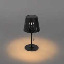 QAZQA Gartenbeleuchtung|Led-Außenleuchten*Set mit 2 Tischleuchten schwarz inkl. LED 3-stufig dimmbar wiederaufladbar und solarbetrieben - Ferre