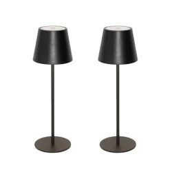 QAZQA Gartenbeleuchtung|Led-Außenleuchten*Set mit 2 Tischleuchten schwarz mit Dimmer und wiederaufladbar - Murdock