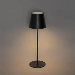 QAZQA Gartenbeleuchtung|Led-Außenleuchten*Set mit 2 Tischleuchten schwarz mit Dimmer und wiederaufladbar - Murdock