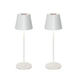 QAZQA Gartenbeleuchtung|Led-Außenleuchten*Set mit 2 Tischleuchten weiß mit Dimmer und wiederaufladbarem RGBW - Murdock