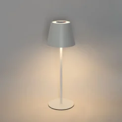 QAZQA Gartenbeleuchtung|Led-Außenleuchten*Set mit 2 Tischleuchten weiß mit Dimmer und wiederaufladbarem RGBW - Murdock