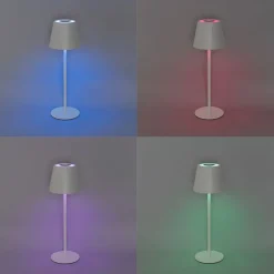 QAZQA Gartenbeleuchtung|Led-Außenleuchten*Set mit 2 Tischleuchten weiß mit Dimmer und wiederaufladbarem RGBW - Murdock