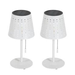 QAZQA Gartenbeleuchtung|Led-Außenleuchten*Set mit 2 Tischleuchten Weiß inkl. LED 3-stufig dimmbar wiederaufladbar und Solar - Ferre