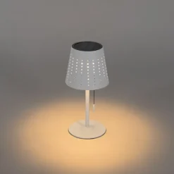 QAZQA Gartenbeleuchtung|Led-Außenleuchten*Set mit 2 Tischleuchten Weiß inkl. LED 3-stufig dimmbar wiederaufladbar und Solar - Ferre