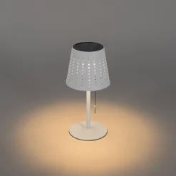 QAZQA Gartenbeleuchtung|Led-Außenleuchten*Set mit 2 Tischleuchten Weiß inkl. LED 3-stufig dimmbar wiederaufladbar und Solar - Ferre