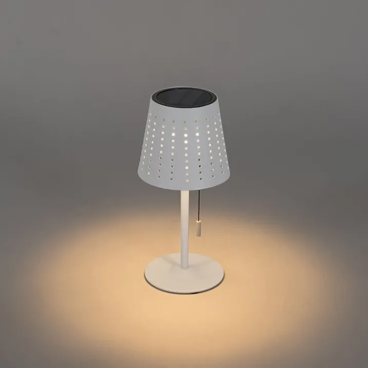 QAZQA Gartenbeleuchtung|Led-Außenleuchten*Set mit 2 Tischleuchten Weiß inkl. LED 3-stufig dimmbar wiederaufladbar und Solar - Ferre