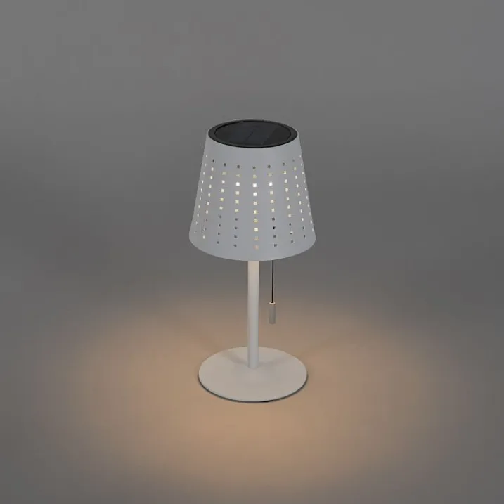 QAZQA Gartenbeleuchtung|Led-Außenleuchten*Set mit 2 Tischleuchten Weiß inkl. LED 3-stufig dimmbar wiederaufladbar und Solar - Ferre