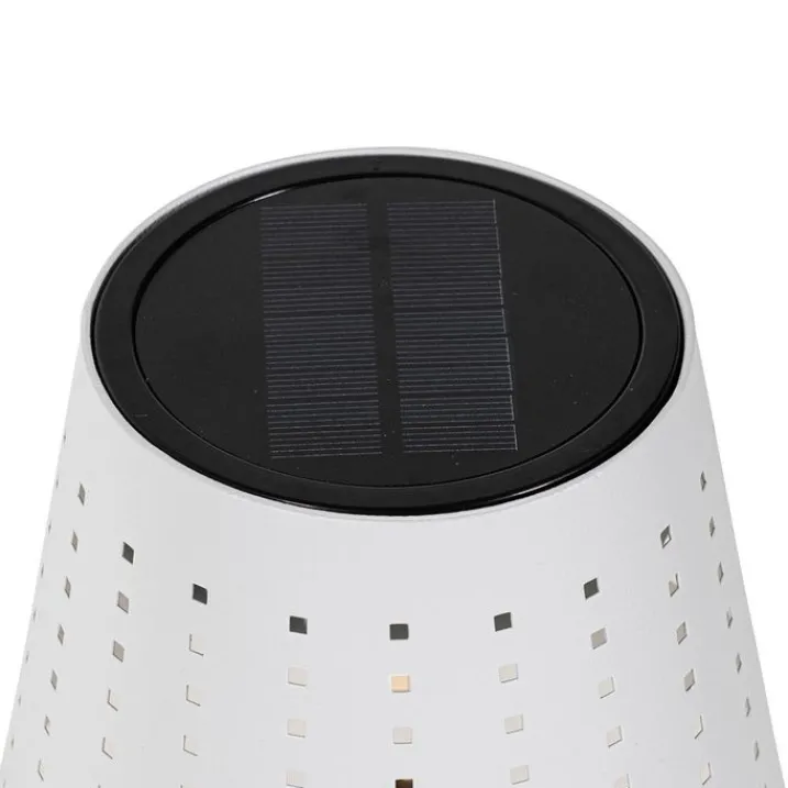 QAZQA Gartenbeleuchtung|Led-Außenleuchten*Set mit 2 Tischleuchten Weiß inkl. LED 3-stufig dimmbar wiederaufladbar und Solar - Ferre