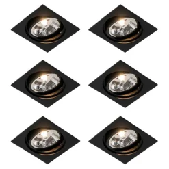 QAZQA Einbaustrahler|Wohnzimmerlampen*Set mit 6 verstellbaren schwarzen Einbaustrahlern - Chuck 111