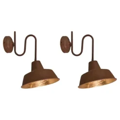 QAZQA Wandleuchten|Wohnzimmerlampen*Set mit 2 Wandleuchten rosten mit goldenem Interieur - Fabrik