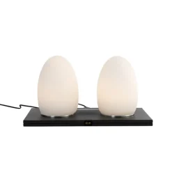 QAZQA Gartenbeleuchtung|Led-Außenleuchten*Set mit 2 weißen RGBW-wiederaufladbaren Tischleuchten - Eggo