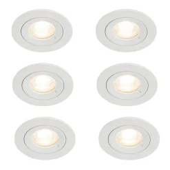 QAZQA Einbaustrahler|Wohnzimmerlampen*Set mit 6 weißen runden Einbauleuchten GU10 50 mm IP44 - Xena