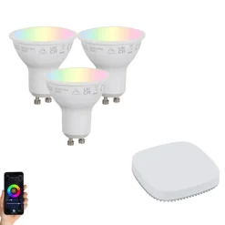 QAZQA Preisvorteil Auf Leuchtmittel|Led Lampen*Set mit intelligenten, dimmbaren GU10-LED-Lampen 4,7 W 400 lm 2700K-6500K inkl. Zigbee Smart Hub