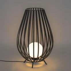 QAZQA Stehlampen*Set Stehlampen schwarz mit Opal 110 cm und 70 cm - Angela