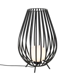 QAZQA Stehlampen*Set Stehlampen schwarz mit Opal 110 cm und 70 cm - Angela