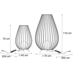 QAZQA Stehlampen*Set Stehlampen schwarz mit Opal 110 cm und 70 cm - Angela