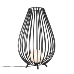 QAZQA Stehlampen*Set Stehlampen schwarz mit Opal 110 cm und 70 cm - Angela