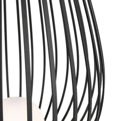 QAZQA Stehlampen*Set Stehlampen schwarz mit Opal 110 cm und 70 cm - Angela